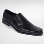 Pantofi bărbați negri din piele naturală slip-on cu textură fină PB2265ELN